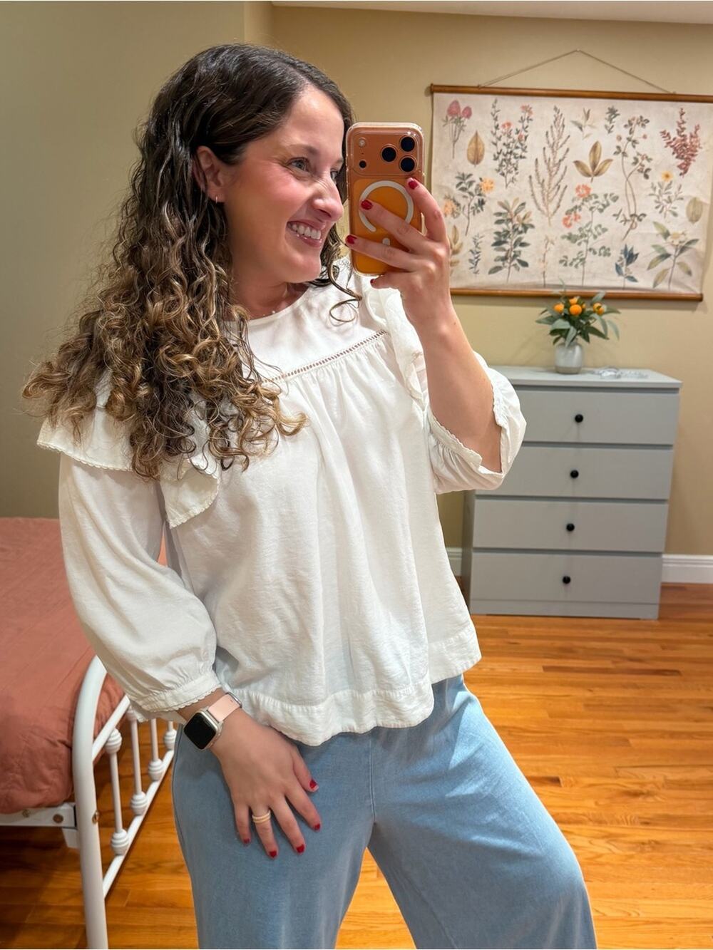 Rebecca Minkoff Ivory Ruffle Yoke Blouse Small